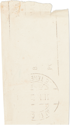 Pedazo de papel con un sello borroso