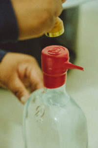 Sealing bottle with red wax